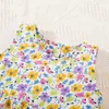 Vestidos de niña, falda de flores fragmentadas con ala para niños, estilo coreano, vestido bonito y sencillo, ropa de bebé versátil y delgada