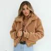 Fourrure Femme Fausse fourrure Femmes fausse fourrure manteau automne hiver chaud doux en peluche fermeture éclair fourrure veste femme en peluche pardessus poche ours en peluche vêtements d'extérieur 231206