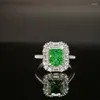 Cluster Ringe Hohe Qualität Luxus S925 Sterling Silber Fein Pave Moissanit Smaragd Diamant Blume Facettierte Dinner Party Mode Ring