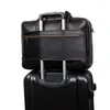 Briefcases Men's Bag 17" Inch Leather Bags Crazy Horse Laptop 15.6" Briefcase Male Portfolio Business 7389R-1