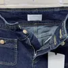 Jeans pour femmes Designer bleu foncé lâche taille haute coupe slim jeans à jambe droite pour les femmes en automne et en hiver nouvelle mode de poche RFOI