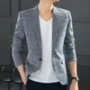 Męskie garnitury Blazers Highquality Casual Sull Mating Casual Sull Jucking Plaid Western Slim Fit Korean Fashion OnePiece Single Single Breasted Cienka Przystojna Kurtka 231206