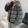 Men's Fur Faux Fur IEFB-Manteau a Capuche en Coton pour Homme Veste en Fourrure Rayee Solide Personnalisee Automne-Hiver 24A1118 231205