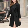 Vestes pour femmes grande taille 4XL automne hiver mode noir Long mince luxe chaud laine manteau élégant décontracté 231205