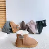 Winter Childrens Boys Girls Snow Boots Sheep Skin Wool Integrated Velcro Girls Cotton Shoes For Infants And Young Children