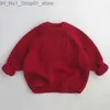 Cardigan Baby Red Knit Lose Sweter Kids Chłopca Nowy Rok Ubrania Toddler Gtromen Zimowy dzianin Miękka długie rękawie Pullover Q231206