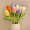 Fiori decorativi 1 pz tulipani lavorati a mano fiori finti all'uncinetto finti decorazione di nozze decorazioni per la tavola di casa regalo per la festa della mamma