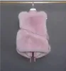 Gilets de mode de luxe pour femmes de haute qualité fausse fourrure blanc rose gilet manteau femmes revers sans manches boucles fermetures à glissière Slim Fit haute rue veste de fourrure en peluche vêtements d'extérieur