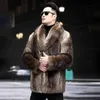 男子furpfhq-manteau d'hiver en fausse fourure de vison pour homme vetement noir de longueur moyenne Streetwear Solide Chaud 231205