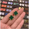 High quality silver plated 18k real gold four-leaf clover earrings white fritillary earrings carnelian black agate ear buckle