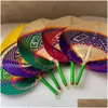 Kinesiska stilprodukter Rainbow Bamboo Fan Peach Shaped Hand-Made Woven Summer Cool Big Handheld Wedding Present Ho Dh1da