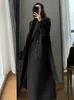 Женские куртки Zoki, модное длинное шерстяное пальто, женское элегантное искусственное повседневное пальто с поясом, зимняя офисная женская двубортная простая верхняя одежда 231205