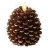 Ksperway LED Pine Cone Candles 3 5 x 4 Unscented Battery Operated Flameless Candles with Timer Brown T200601306u