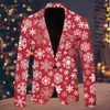 Herren Anzüge Blazer Schneeflocke Muster Weihnachten Anzug Jacke Männer Mode Freizeit Gedruckt Tasche Single Button Party Kleidung 231206