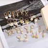 Dangle Oorbellen Hart Sieraden Vrouwen Parel Slot Vlinder Creatieve Persoonlijkheid Oorbel Set 12 Stuks Zwarte Mode Accessoires