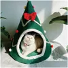 Kennels Pennen Kerstmis Katten Kennel Hondenbed Grotnest Huiskat Warm Winter Demontabel Wasbaar Schattig Kleine Huisdieren Teddy Huisdier 231127 Dhou0