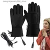 Gants à cinq doigts Gants de moto chauffants Épaississement Gants chauffants à main rechargeables USB Gants de protection imperméables contre le temps froid pour motard Q231206