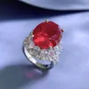 Bague de luxe en diamant rubis 10 carats, 100% argent Sterling 925 véritable, bague de mariage pour femmes, promesse de bijoux de fiançailles, cadeau