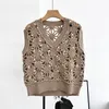 2024 White/Khaki/Navy Blue/Grey Pullovers Designer O Neck Sleeveless Women Sweaters Milan Runway Sequins Wool Vest 1206888