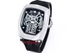 Men 's Watch는 16 기통 엔진이 있으며 디자인은 Bugatti의 Chiron Supercar Tourbi Llon 시계 크기 54x44x20mm Sapphire Mirror 고무 스트랩에서 영감을 받았습니다.