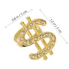 Costume Accessories Crystal Dollar Sign Ring For Men Women Money Symbol Zirconia Rinestone Open Gold Rings Hip Hop Rapper Punk Drop Dh2Bo