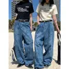 Jeans pour hommes femmes rue industrie lourde jeans graffiti peints à la main femmes printemps et automne taille haute slim lavé pantalon droit 231206