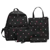 Skolväskor duk blomma tryck kvinnliga ryggsäckar tonåringar bok 4 st/set väska satchel för flickor barn dekoration