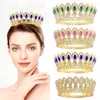 Hårklipp avancerade europeiska och amerikanska Golden Crown Multi-Color Round Pageant lyxig huvudbonad Birthday Bridal Tiaras Kvinna