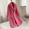 Women's Fur Faux Fur DISCVRY Pink Long Teddy Bear Jacket Coat Women Winter Thick Warm Oversized Chunky Outerwear Women Faux Lambswool Fur Coats 231205