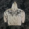 Herrtröjor tröjor y2k casual hip hop gothic mode tryck zip up hoodies vintage estetik lös långärm huvtröja kläder kvinnor man 231205