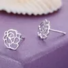 Stud Earrings Romantic 925 Sterling Silver For Women Jewelry Fashion Rose Flower Earring Lady Valentine's Day Accessories KOFSAC