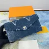 Luxe Merk Dames Korte Portefeuilles Denim Jacquard Brief Portefeuilles Flap Buckle Korte Portefeuilles Multi Card Portemonnee Heren Clutch Bags Opbergportemonnee Portemonnees Zak