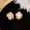 designer earring classic four leaf clover earring for Women Classic Small Fragrant Wind New Clover Gold Light Flash Mens Earrings