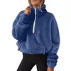 Sweats à capuche pour femmes automne hiver femmes sweat-shirt fermeture éclair col montant protection du cou épais double face en peluche pull ample chaud mi-long haut