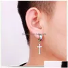 Pendants Stud Earrings Men Black Sier Beautifly Stainless Steel Jewelry Round Ear Clip For Boys Drop Delivery Home Garden Arts, Crafts Dh9L8