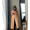 Kadın Yün Karışımları M3XL Uzun Trençkot Kadın Sokak Giyim Çifte Breated Korece Artı Beden Winding Giyim Kış Yün Palto 231206