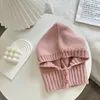 Berety jesienne zima Korea Button Balaklava Hat Cover Szyja Zintegrowana Ochrona Mała szalik Kobiety z dzianiny