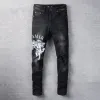 Женские дизайнерские джинсы Графические джинсы Мужские брюки модные черные черные многоцветные буквы