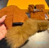 Wool Fur Leather Gloves Winter Women Lambskin Mittens Classic Fingerless Gloves