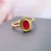 Ruby Engagement Ring for Woman 4mmx6mm Natural Ruby Silver Ring 3 Layers 18K Gold Plating 925 Silver Ruby Jewelry