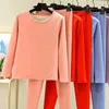 Women's Casual Thermal Underwear Sets Loose Solid Color Simple Casual Basic Style Plush Pajamas Warm Autumn Winter Drop 231225