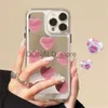 Mobiele telefoon hoesjes Koreaans schattig Lovel hart spiegel helder telefoonhoesje voor iPhone 11 12 13 14 Pro Max Plus harde schokbestendige beschermende achterkant Funda J231206