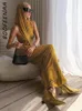 Casual Dresses Resort Hooded Backless Maxi Dress Elegant Sexy Evening Party Outfits Cross Halter Long For Women