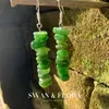 Stud Earrings Natural Green Jade 925 Sterling Silver For Women Jewelry Gift Chip Beads Handmade Fine Fashion