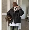 Dames trenchcoats patchwork pufferjack dames parka's winter gewatteerde oversized jas streetwear warm koreaanse chic bovenkleding crop tops