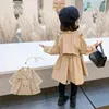 Jaquetas trench coats para criança menina blusão outono longo cáqui crianças roupas crianças roupas escolares 2 3 5 8 12 anos