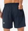 2024 designer lu lu lemons Men Yoga Sports Short Quick Dry Shorts With Back Pocket Mobile Phone Casual Running Gym Jogger Pant