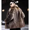 Herenbont Nepbont Manteau de fourrure de vison de longueur moyenne pour hommes manteau de torche epaissi pour garder au chaud en hiver 231205