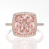 avec pierres latérales S Cincin 4 Karat Berlian Karbon Tinggi Merah Muda Morganite 10 10mm Mewah Perak Untuk Wanita Pertunangan Perhiasan