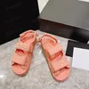 Dad Sandals Daddy Slides Grandad Sandals Genuine Leather Quilted Buckle Caviar Luxury Chain Gold Women Slippers Crystal Calf Platform Summer Beach Slipper With Box